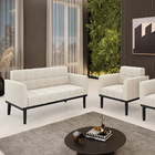 Namoradeira E Poltrona Base Madeira Fixa Pto Elisa Bouclê D03