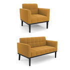 Namoradeira E Poltrona Base Madeira Fixa Pto Elisa Bouclê Mos