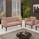 Namoradeira E Poltrona Base Madeira Fixa Pto Elisa Bouclê Ros