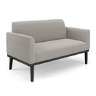 Namoradeira E Poltrona Base Madeira Preto Marisa Bouclê Cinza