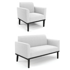 Namoradeira E Poltrona Base Madeira Preto Marisa Bouclê D03 -