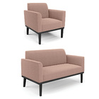 Namoradeira E Poltrona Base Madeira Preto Marisa Bouclê D03 -