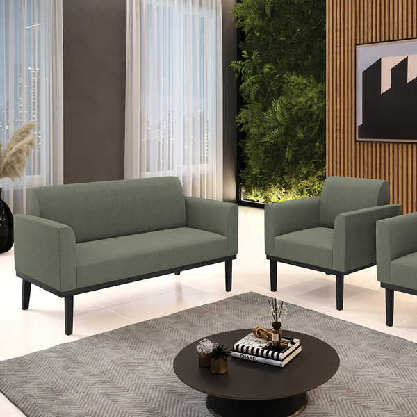 Namoradeira E Poltrona Base Madeira Preto Marisa Bouclê Pista