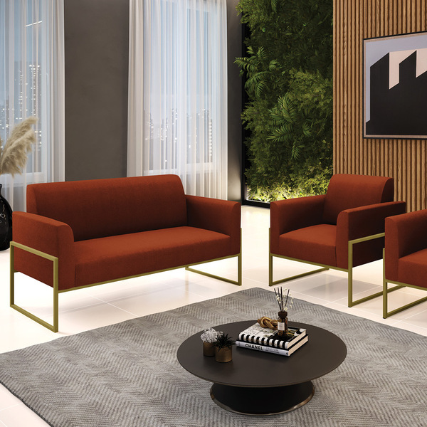 Namoradeira E Poltrona Industrial Alta Dourado Marisa Bouclê