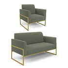 Namoradeira E Poltrona Industrial Alta Dourado Marisa Bouclê