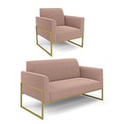 Namoradeira E Poltrona Industrial Alta Dourado Marisa Bouclê