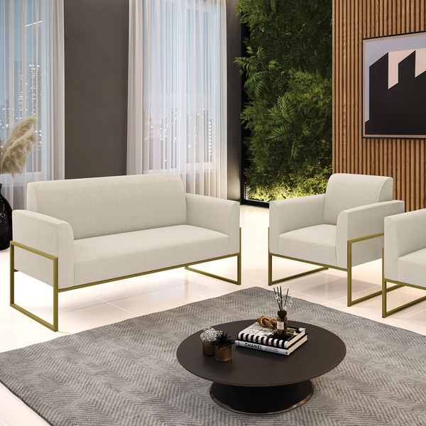 Namoradeira E Poltrona Industrial Alta Dourado Marisa Bouclê