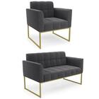 Namoradeira E Poltrona Industrial Dourado Ana Boucle Grafite