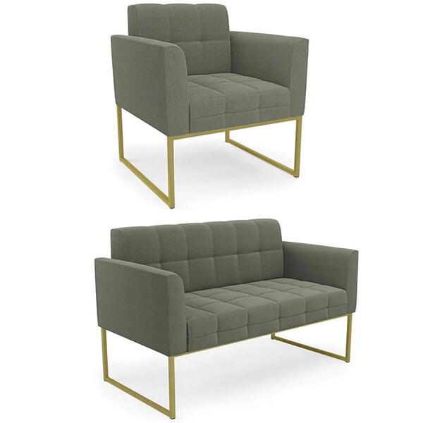 Namoradeira E Poltrona Industrial Dourado Ana Boucle Menta -