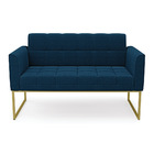 Namoradeira E Poltrona Industrial Dourado Elisa Bouclê Azul D