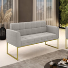 Namoradeira E Poltrona Industrial Dourado Elisa Bouclê Cinza