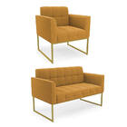 Namoradeira E Poltrona Industrial Dourado Elisa Bouclê Mostar