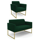 Namoradeira E Poltrona Industrial Dourado Marisa Bouclê D03 -