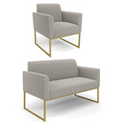 Namoradeira E Poltrona Industrial Dourado Marisa Bouclê D03 -