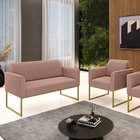 Namoradeira E Poltrona Industrial Dourado Marisa Bouclê D03 -