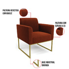 Namoradeira E Poltrona Industrial Dourado Marisa Bouclê D03 -