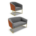 Namoradeira E Poltrona Industrial Dourado Stella Noz/linho D0