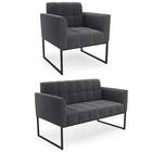 Namoradeira E Poltrona Industrial Preto Ana Boucle Grafite -