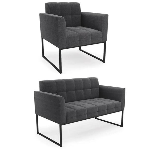 Namoradeira E Poltrona Industrial Preto Ana Boucle Grafite -