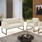 Namoradeira E Poltrona Industrial Preto Marisa Bouclê Bege D0