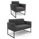 Namoradeira E Poltrona Industrial Preto Marisa Bouclê D03 - D