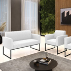 Namoradeira E Poltrona Industrial Preto Marisa Bouclê Off Whi