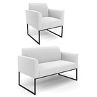 Namoradeira E Poltrona Industrial Preto Marisa Bouclê Off Whi