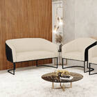 Namoradeira E Poltrona Industrial Preto Stella Pto/linho Bege