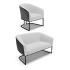 Namoradeira E Poltrona Industrial Preto Stella Pto/linho Cinz