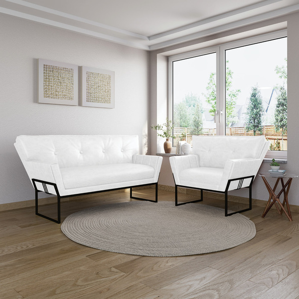 Namoradeira E Poltrona Industrial Pto Anitta Sintético Pu D03