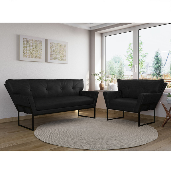 Namoradeira E Poltrona Industrial Pto Anitta Sintético Pu Pre