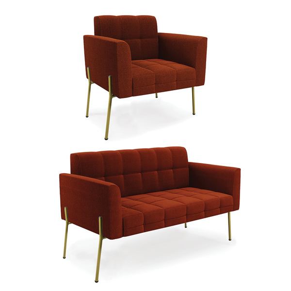 Namoradeira E Poltrona Pé De Ferro Dourado Elisa Bouclê D03 -