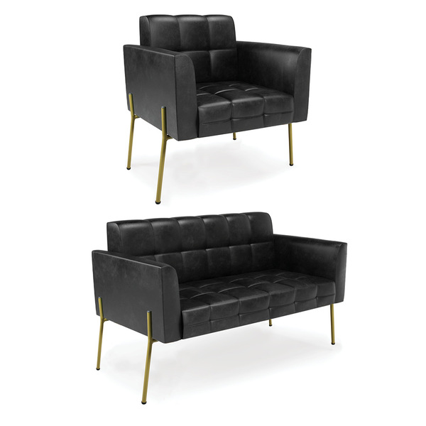 Namoradeira E Poltrona Pé De Ferro Dourado Elisa Corano D03 -