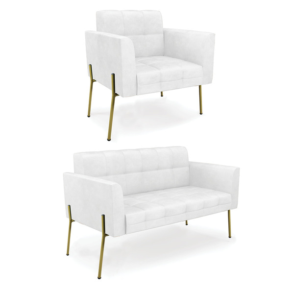 Namoradeira E Poltrona Pé De Ferro Dourado Elisa Corano D03 -