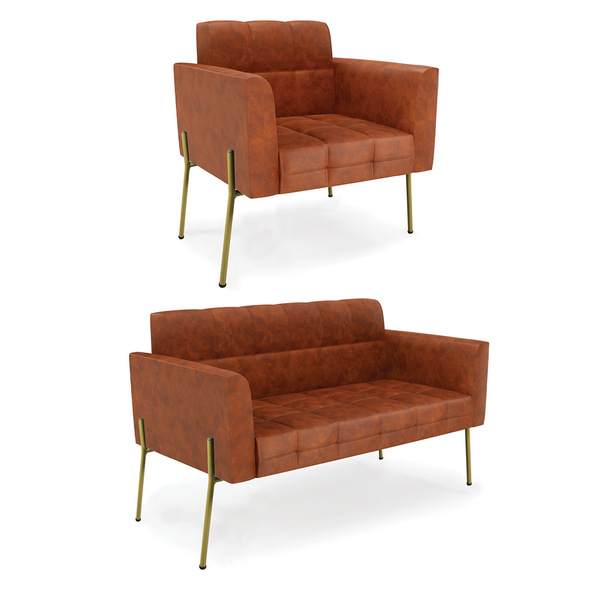 Namoradeira E Poltrona Pé De Ferro Dourado Elisa Corano D03 -