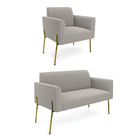 Namoradeira E Poltrona Pé Ferro Dourado Marisa Bouclê Cinza D