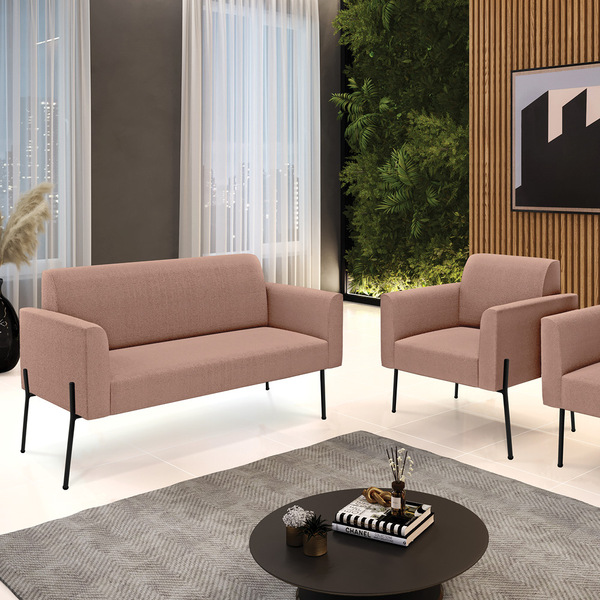 Namoradeira E Poltrona Pé Ferro Preto Marisa Bouclê D03 - D'r