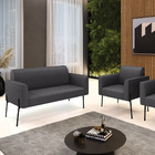 Namoradeira E Poltrona Pé Ferro Preto Marisa Bouclê Grafite D