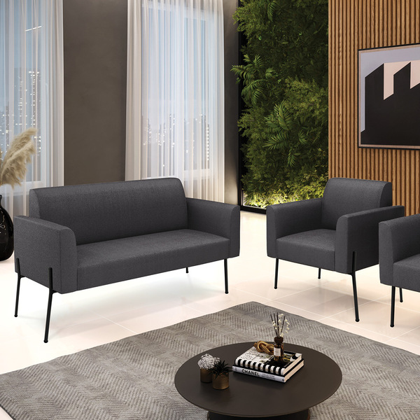 Namoradeira E Poltrona Pé Ferro Preto Marisa Bouclê Grafite D