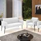 Namoradeira E Poltrona Pé Ferro Preto Marisa Bouclê Off White