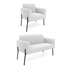 Namoradeira E Poltrona Pé Ferro Preto Marisa Bouclê Off White