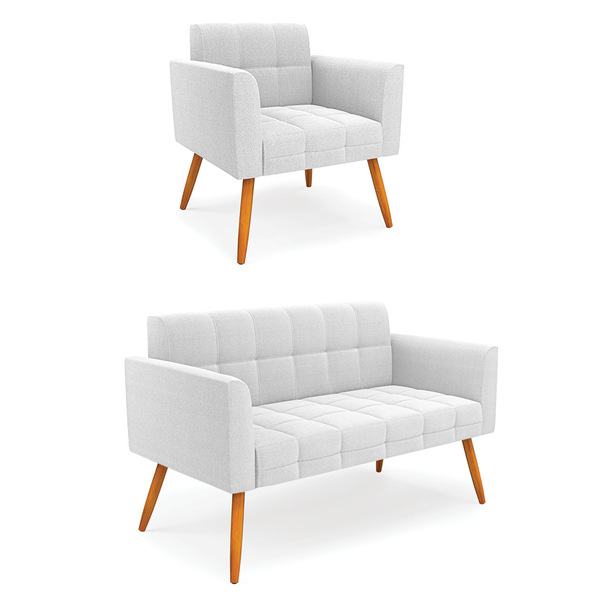 Namoradeira E Poltrona Pé Palito Castanho Elisa Bouclê D03 -