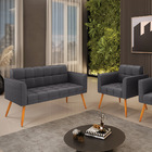 Namoradeira E Poltrona Pé Palito Castanho Elisa Bouclê D03 -