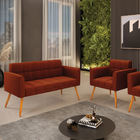 Namoradeira E Poltrona Pé Palito Castanho Elisa Bouclê D03 -