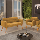 Namoradeira E Poltrona Pé Palito Castanho Elisa Bouclê D03 -