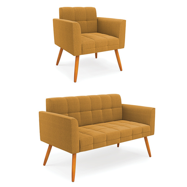 Namoradeira E Poltrona Pé Palito Castanho Elisa Bouclê Mostar