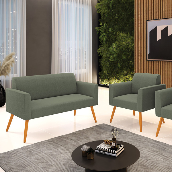 Namoradeira E Poltrona Pé Palito Castanho Marisa Bouclê D03 -