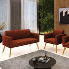 Namoradeira E Poltrona Pé Palito Castanho Marisa Bouclê D03 -