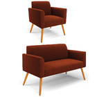 Namoradeira E Poltrona Pé Palito Castanho Marisa Bouclê Terra