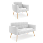 Namoradeira E Poltrona Pé Palito Natural Elisa Bouclê D03 - D